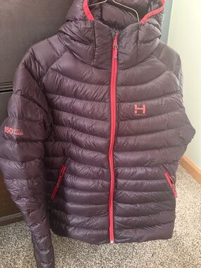 Himali Women's Accelerator Down Hoodie Purple Down Puffer Jacket with Pink Trim